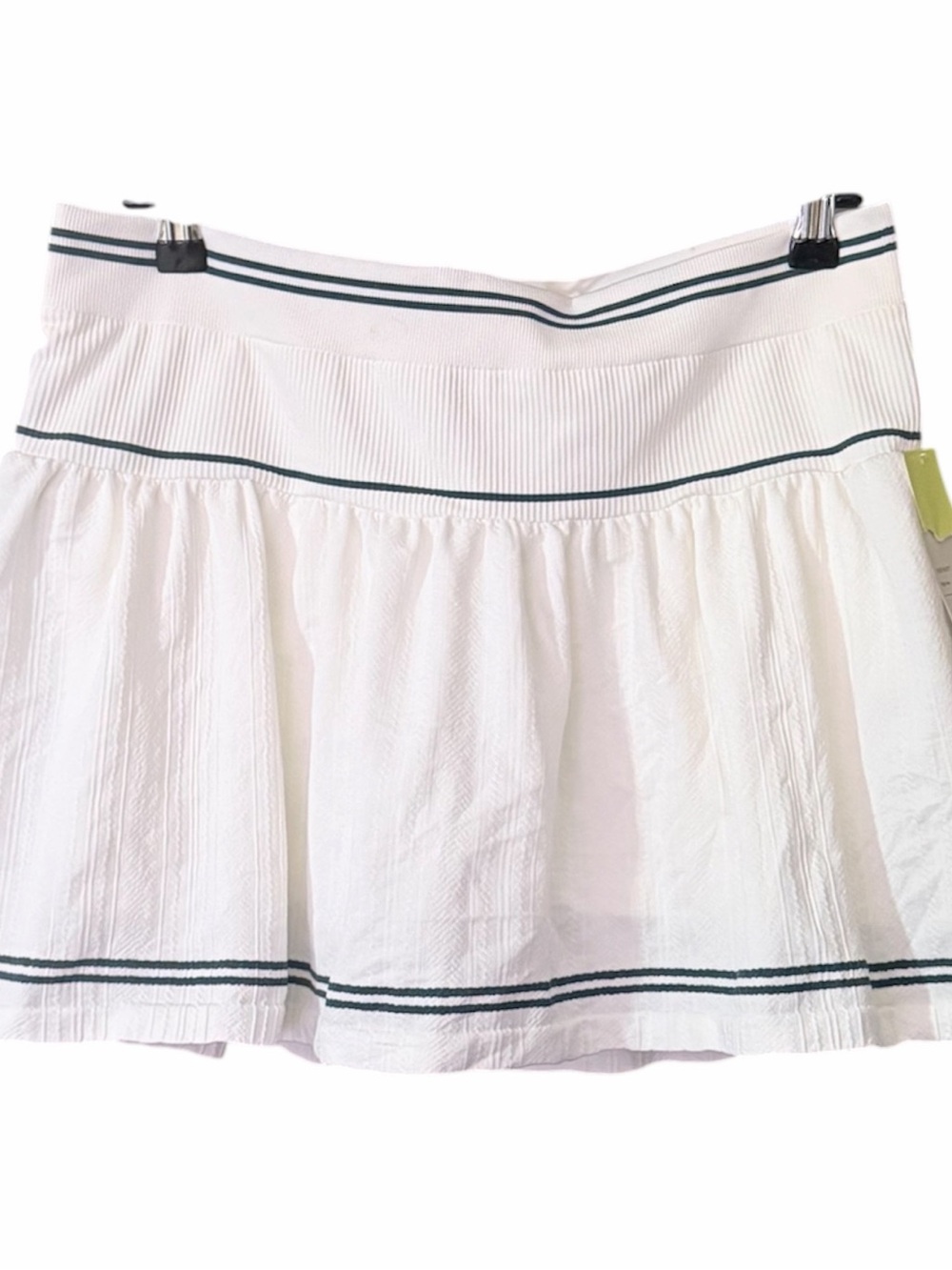 all in motion White Tennis Skirt with Dark Green Stripe Trim